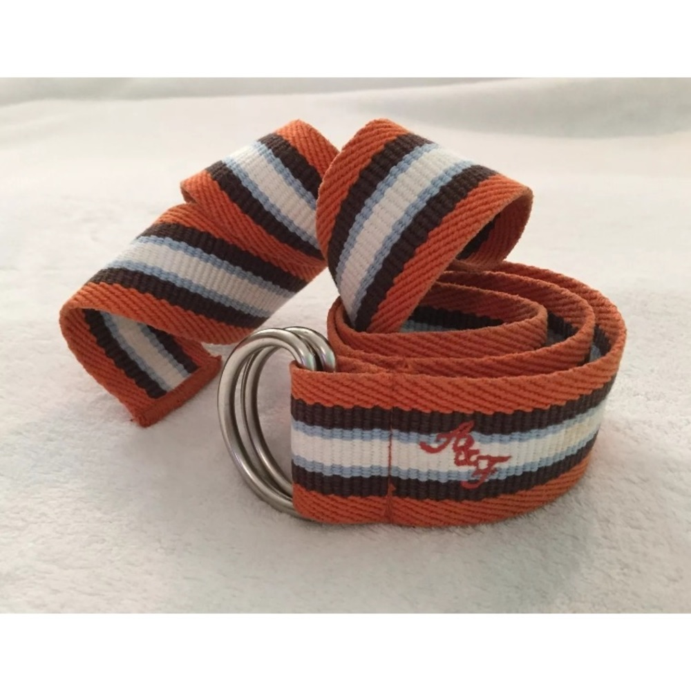 Abercrombie & Fitch Orange Striped Fabric Belt